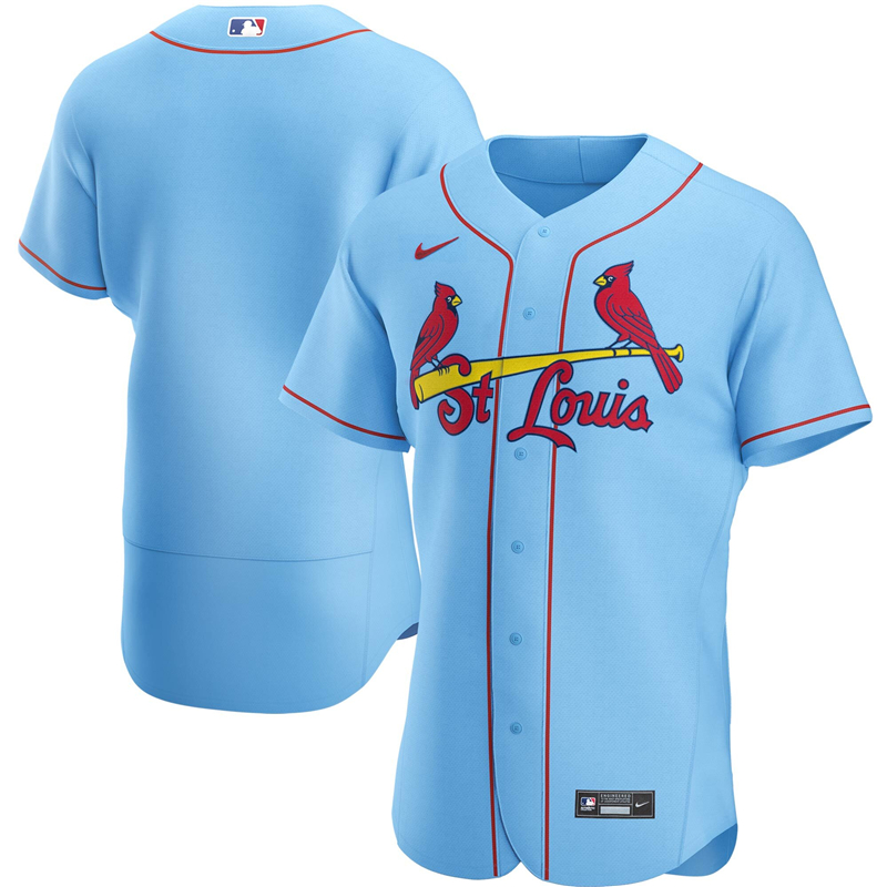 2020 MLB Men St. Louis Cardinals Nike Light Blue Alternate 2020 Authentic Player Jersey 1